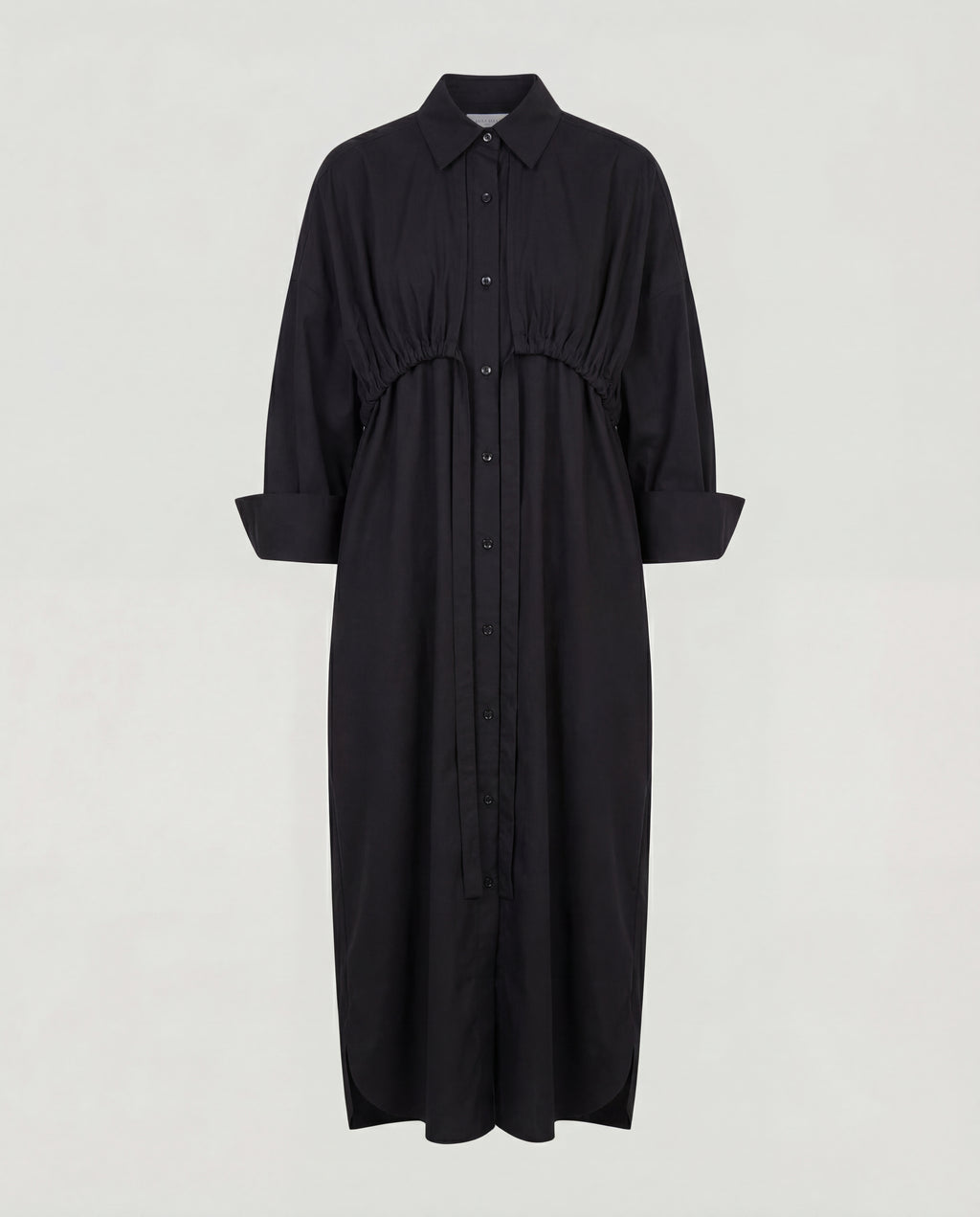 BIND SHIRT DRESS - BLACK