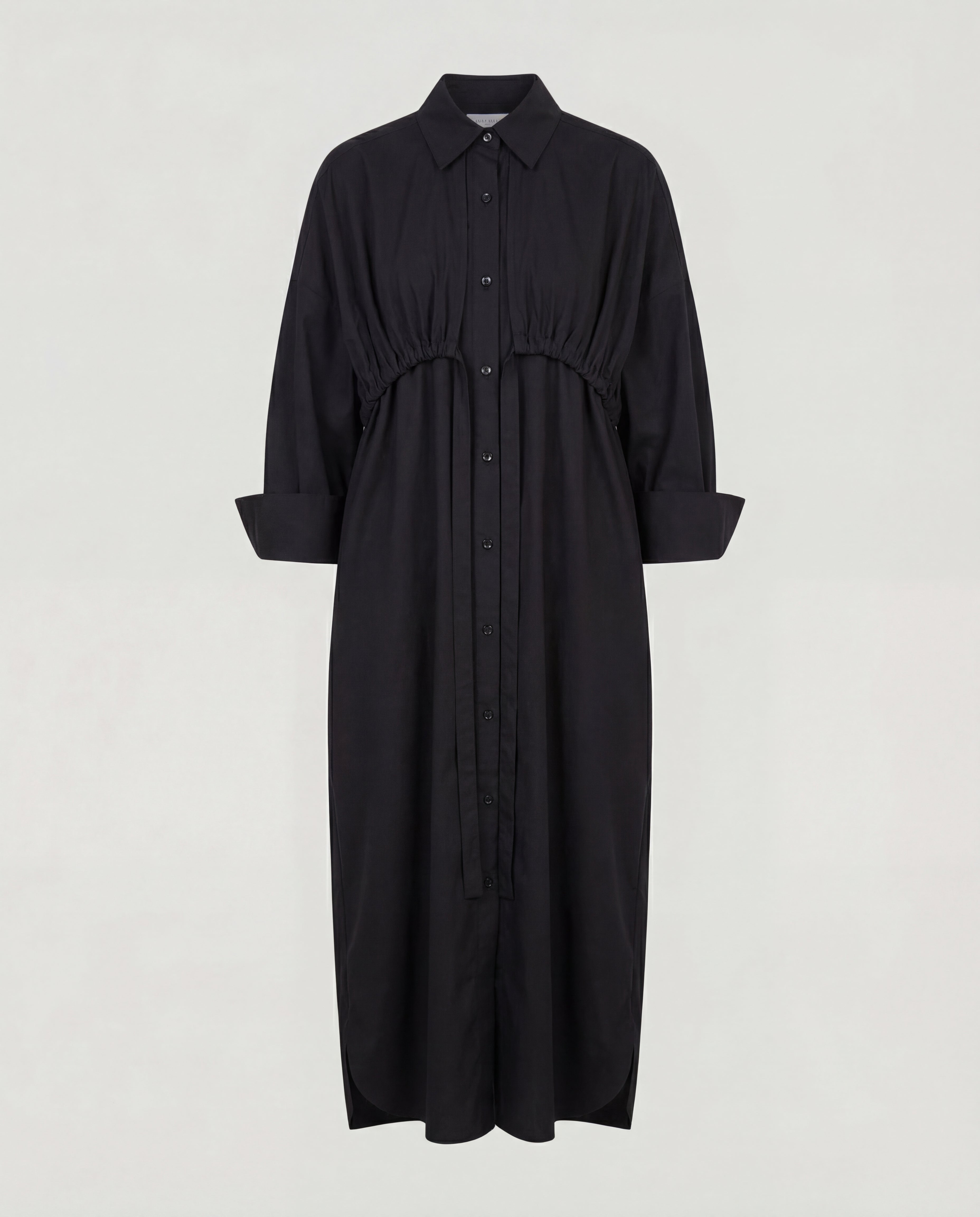 BIND SHIRT DRESS - BLACK