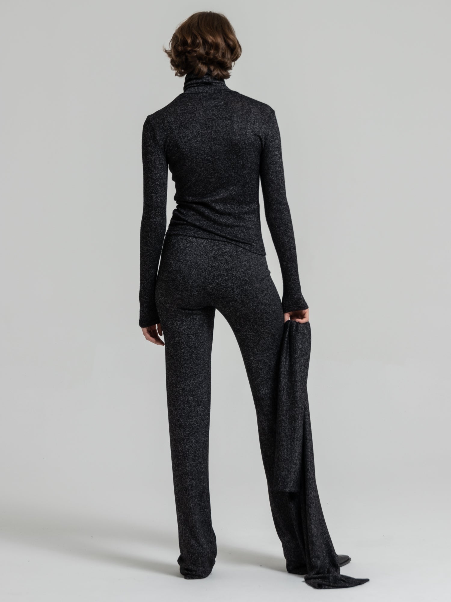 NALA TURTLENECK TOP WITH SCARF - GREY