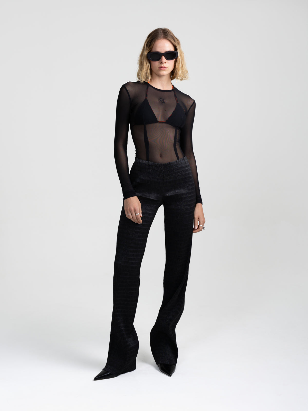 WAVE PANTS - PLISSÉ BLACK