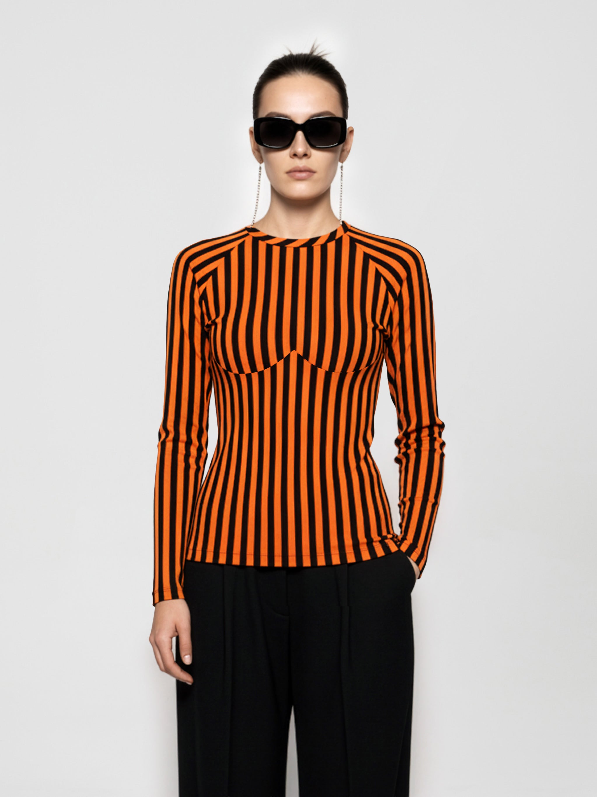 CONTOUR TOP - ORANGE BLACK