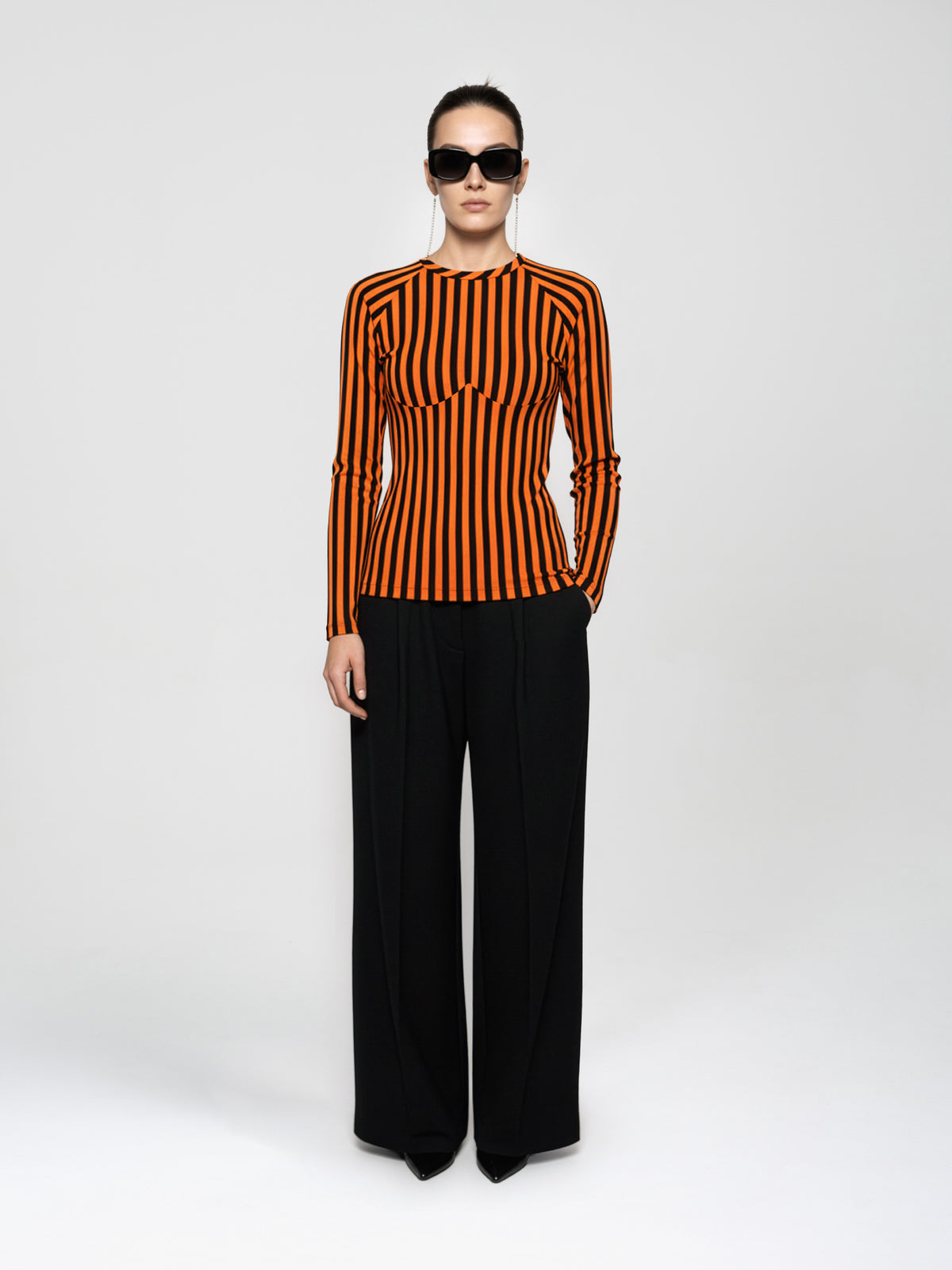 CONTOUR TOP - ORANGE BLACK