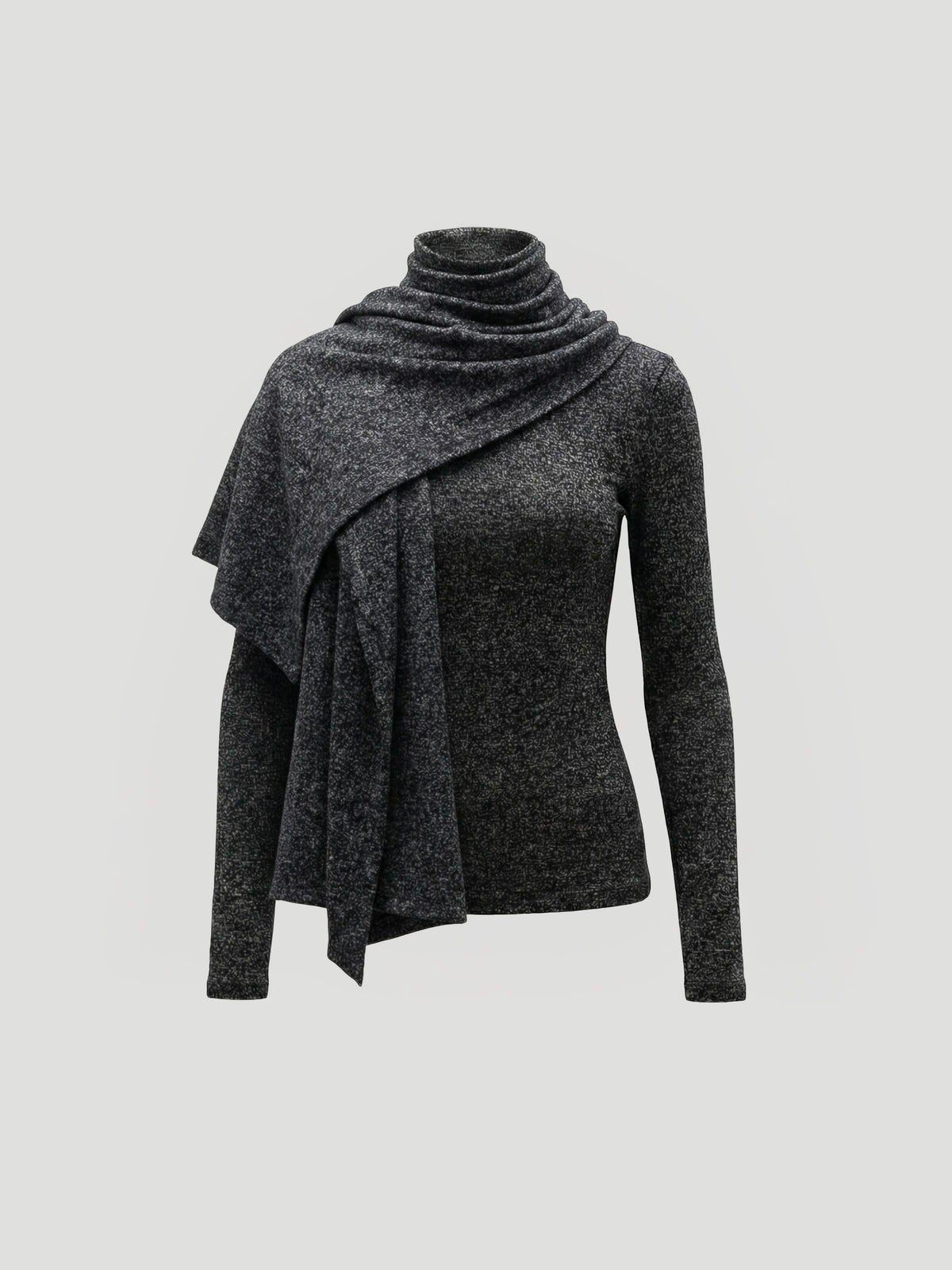 NALA TURTLENECK TOP WITH SCARF - GREY