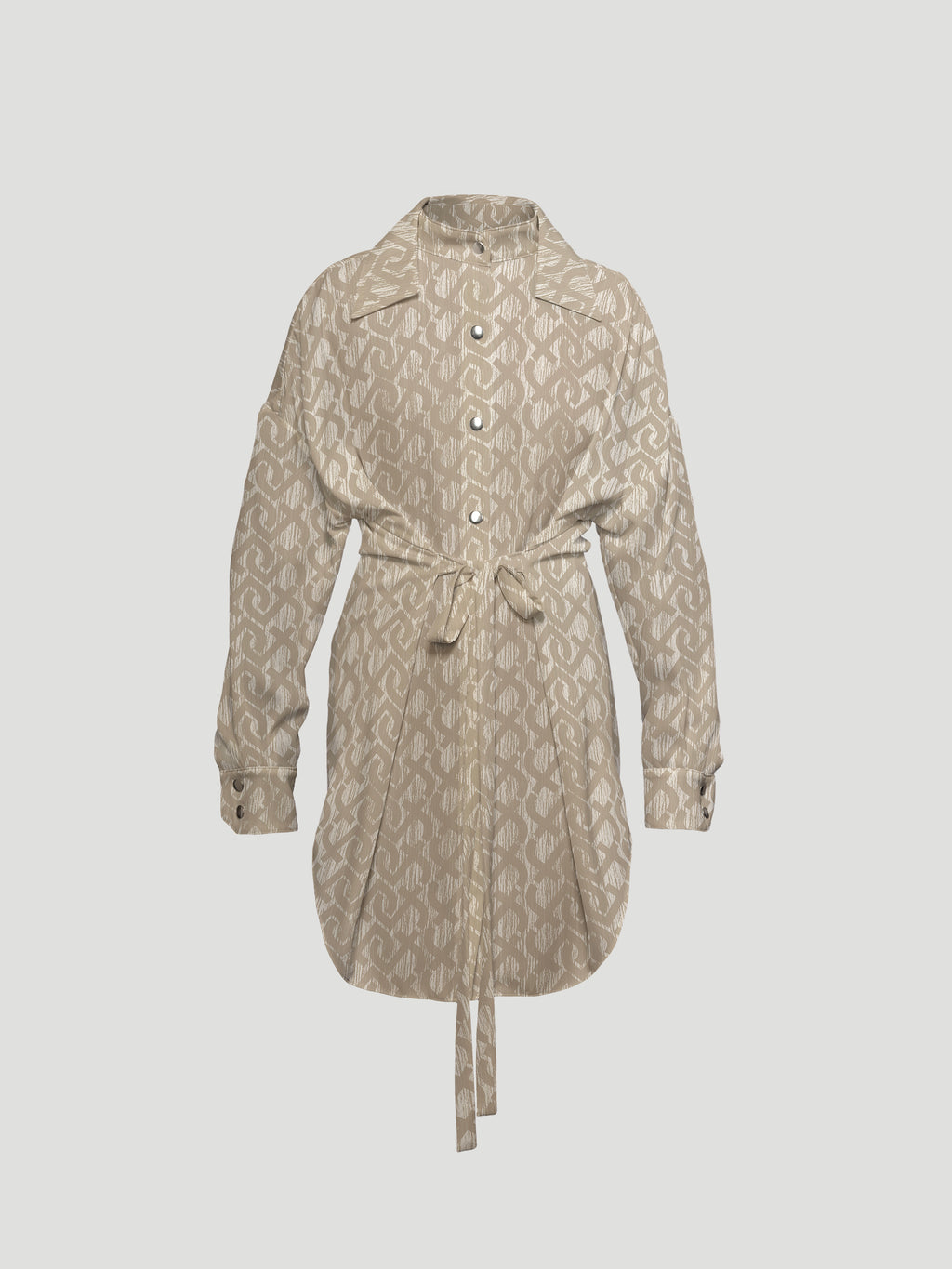 DECON SHIRT DRESS - SIGN PRINT BEIGE
