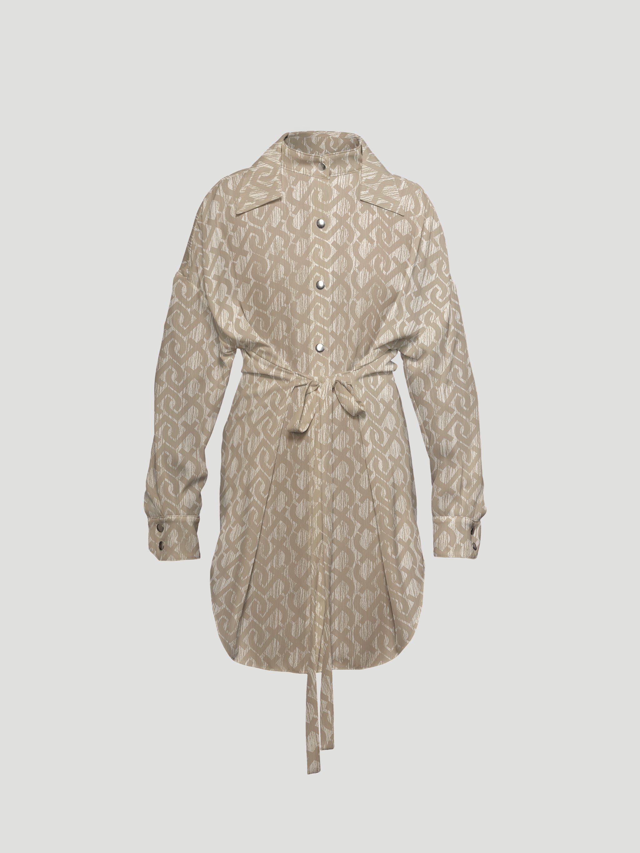 DECON SHIRT DRESS - SIGN PRINT BEIGE