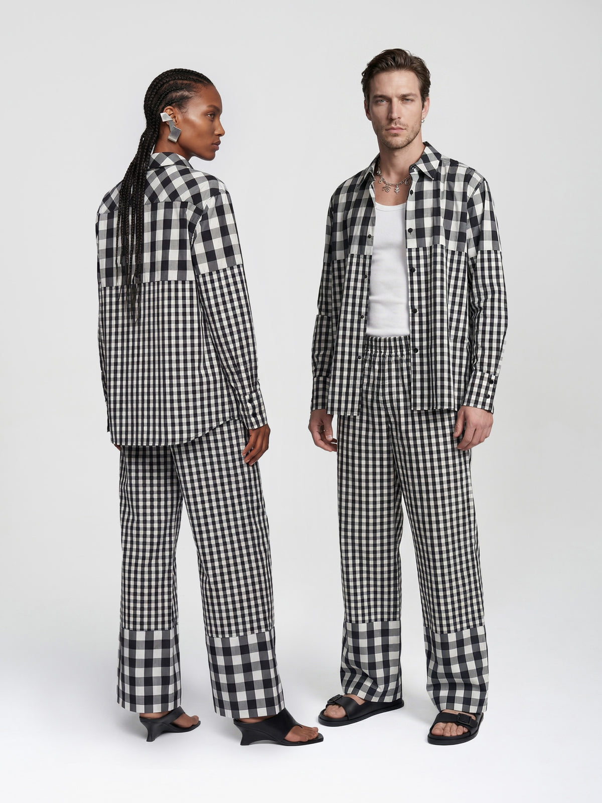 HORIZON PANTS - CHECKED BLACK + WHITE