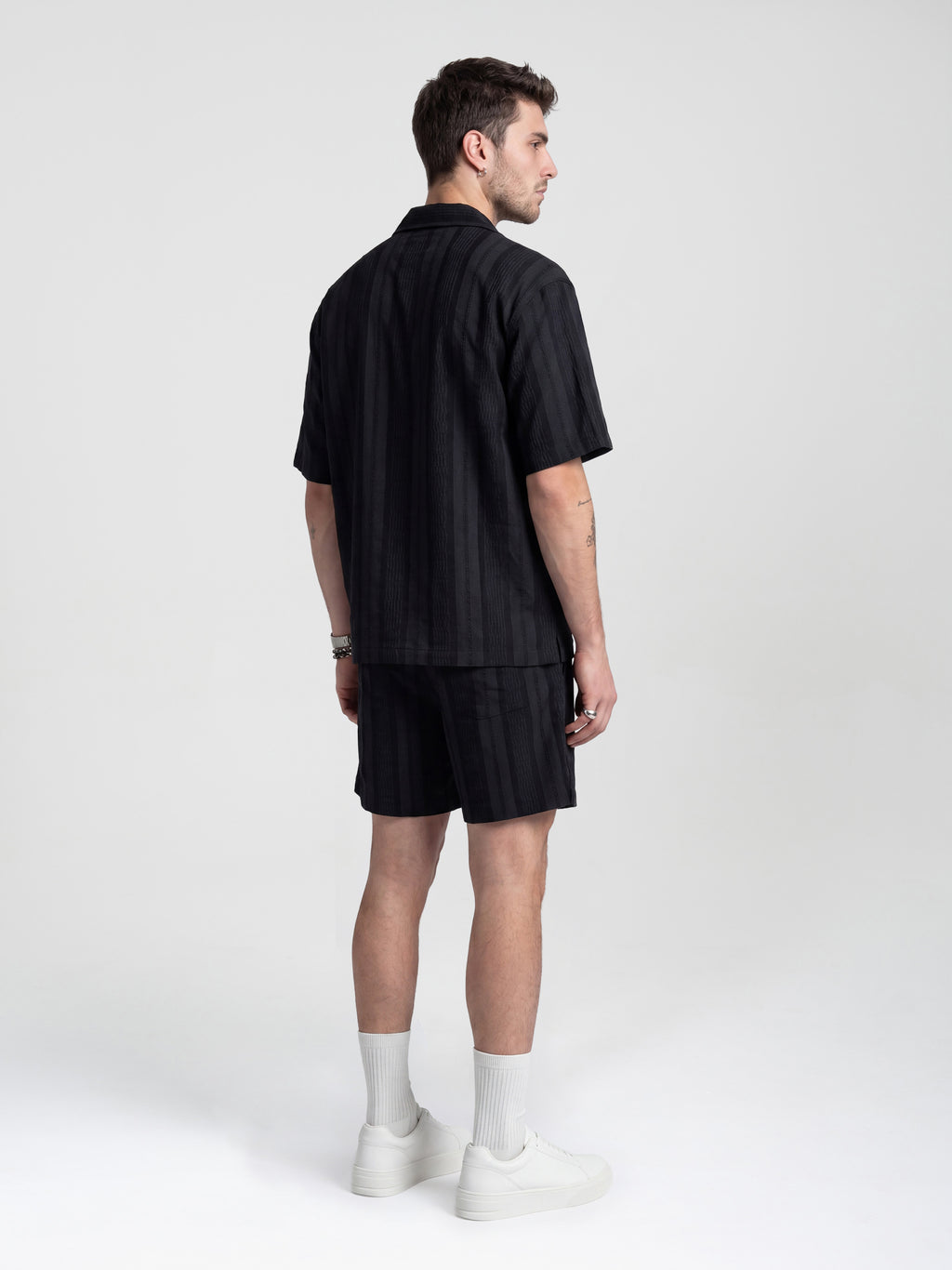 LIDO SHORTS - STRIPED BLACK