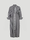 BIND SHIRT DRESS - CHECKED BLACK + WHITE