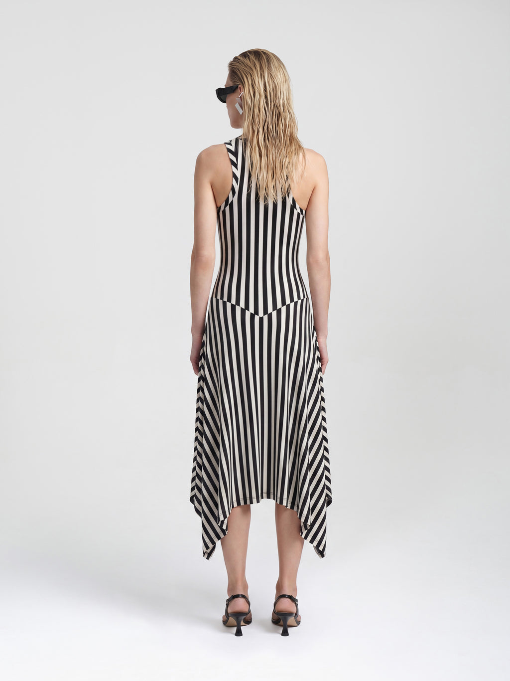 CONTOUR TANK DRESS - BLACK WHITE