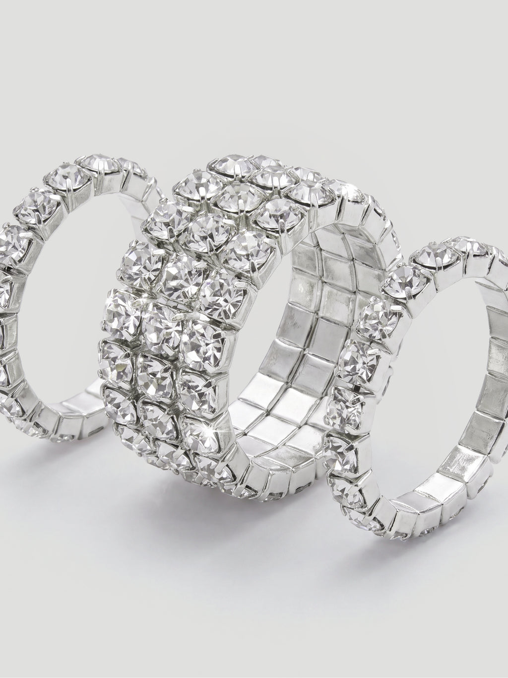 GLINT RHINESTONE RING SET - SILVER