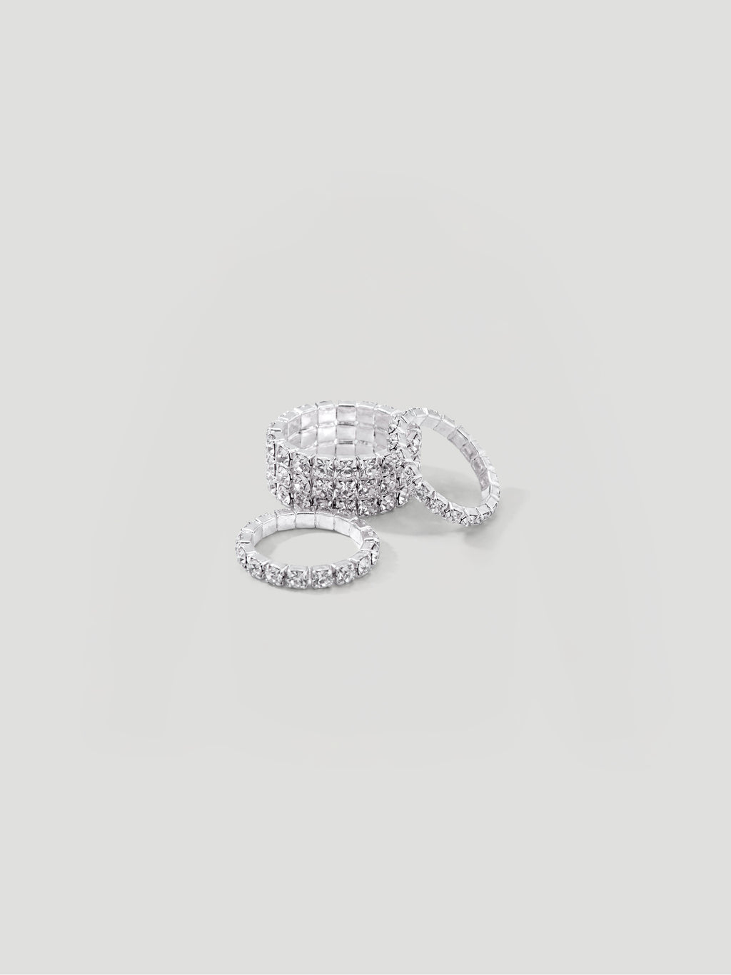 GLINT RHINESTONE RING SET - SILVER