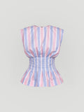 HOURGLASS TOP - STRIPED ROSE BLUE