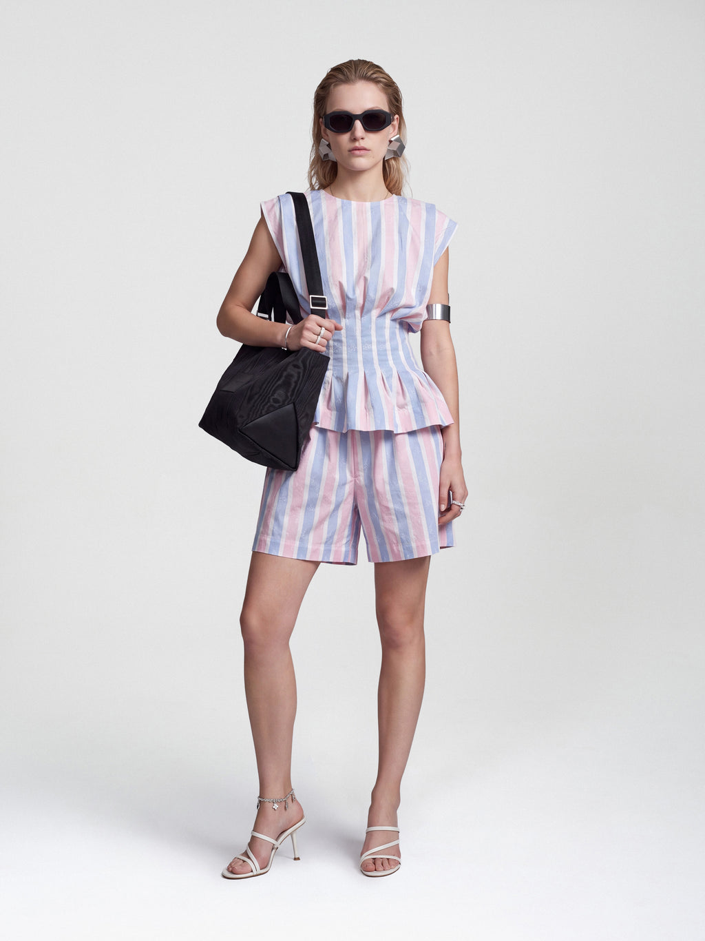 HOURGLASS TOP - STRIPED ROSE BLUE