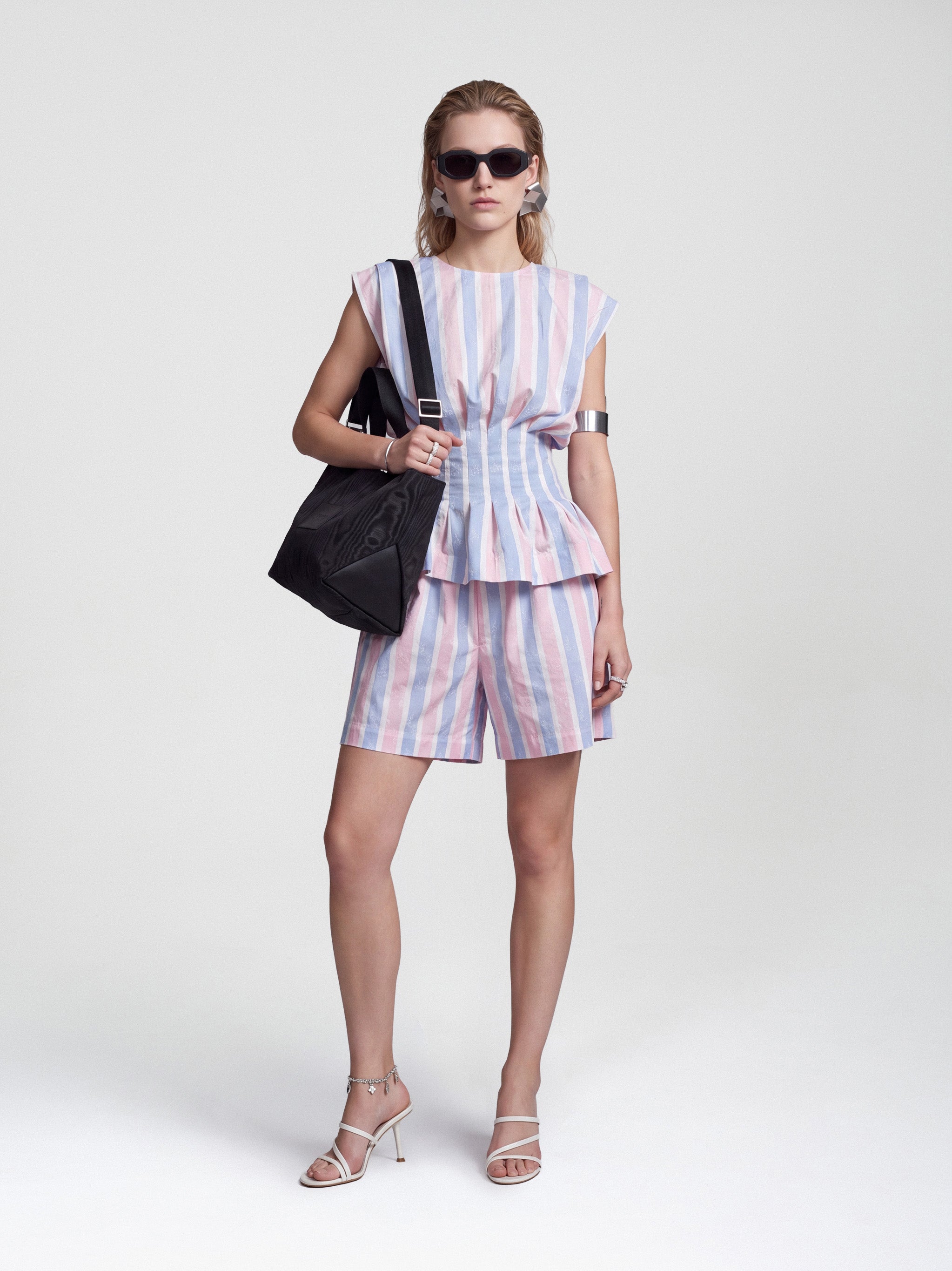 HOURGLASS TOP - STRIPED ROSE BLUE
