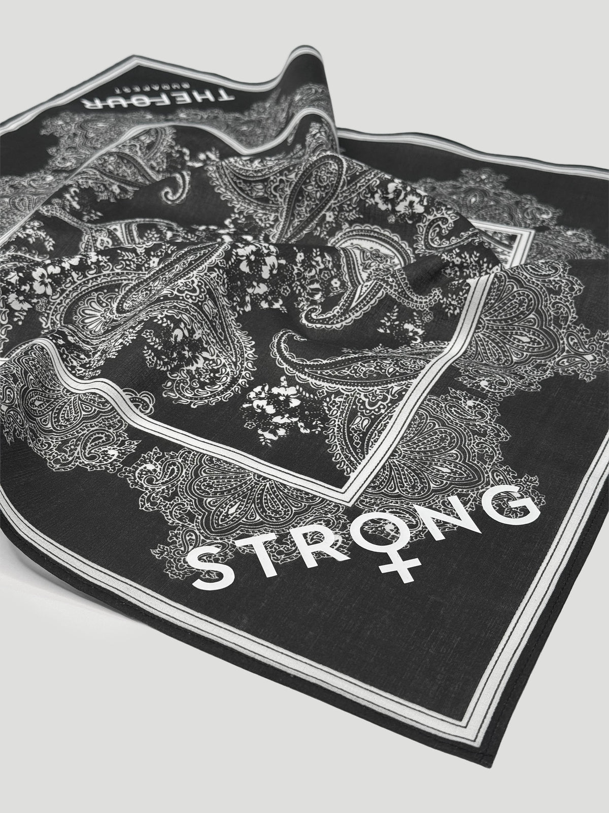 STRONG BANDANA - BLACK PAISLEY - WHITE
