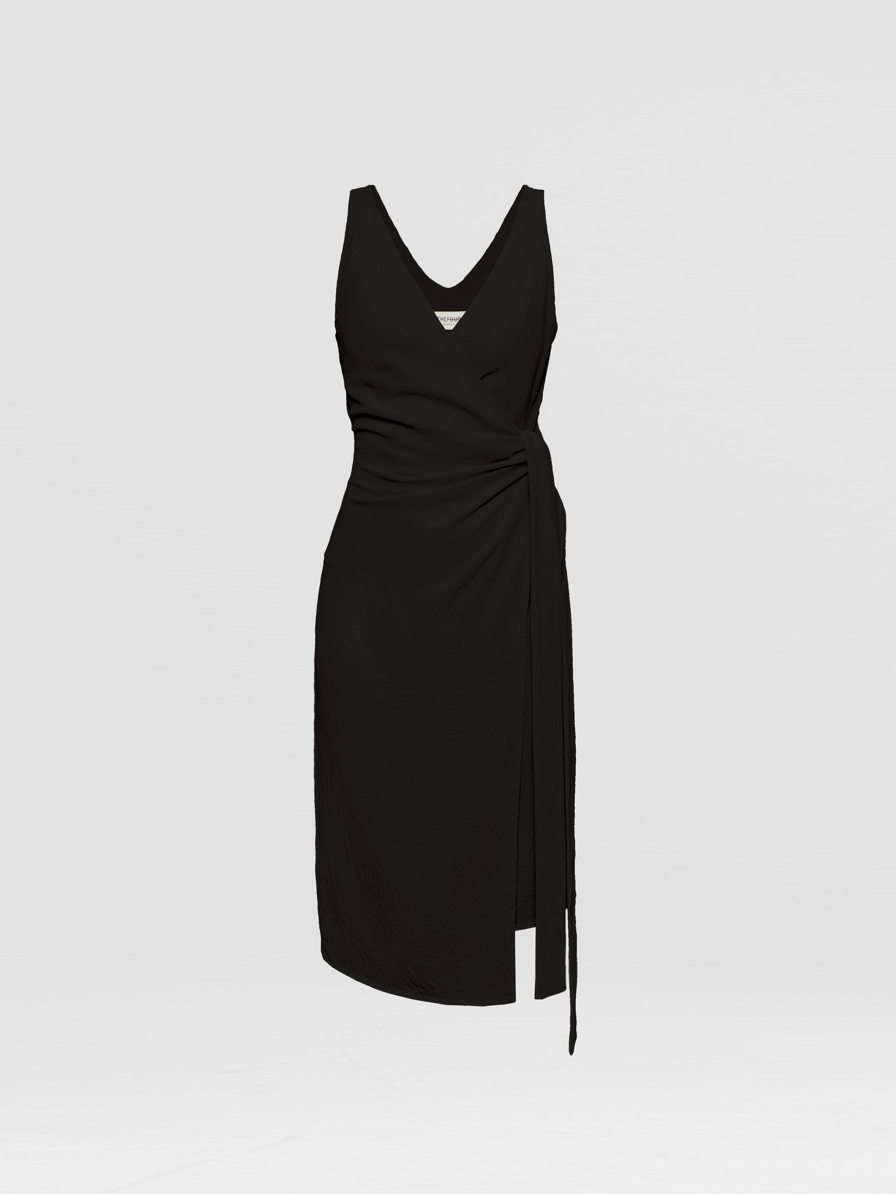 SID WRAP DRESS - CREPE BLACK